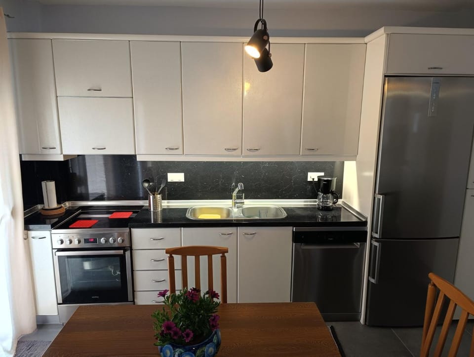 Kitchen or kitchenette, Dining area, dishwasher, minibar, stove