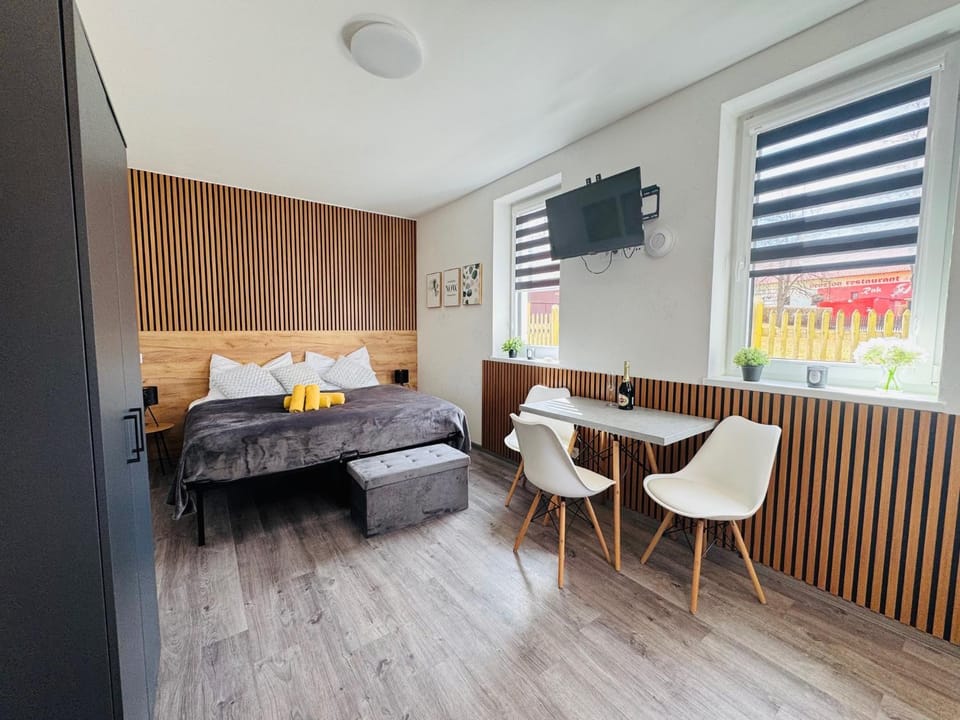 Bed, TV and multimedia, Living room, Photo of the whole room, Seating area, Dining area