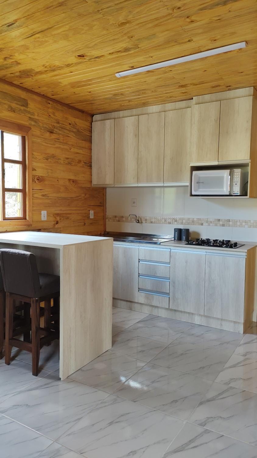 Kitchen or kitchenette, stove