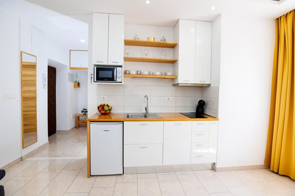Kitchen or kitchenette, dishwasher, minibar, stove