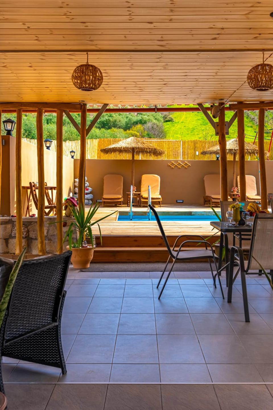 Patio, Balcony/Terrace, Seating area, Pool view, Swimming pool, sunbed