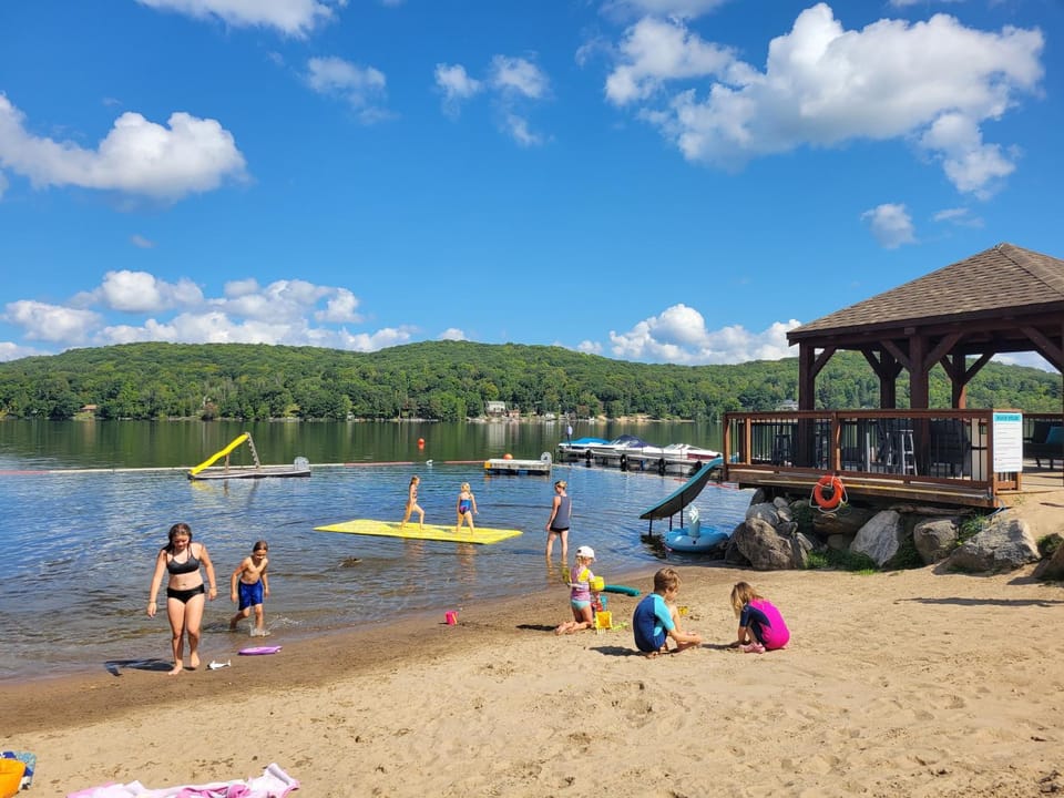 Beach, Lake view, group of guests