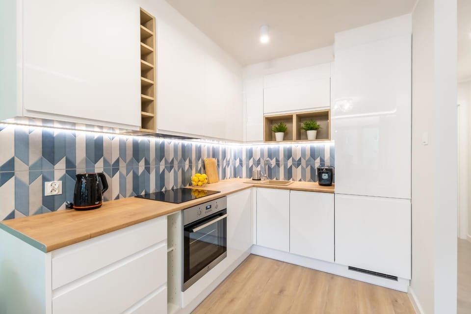 Kitchen or kitchenette, stove