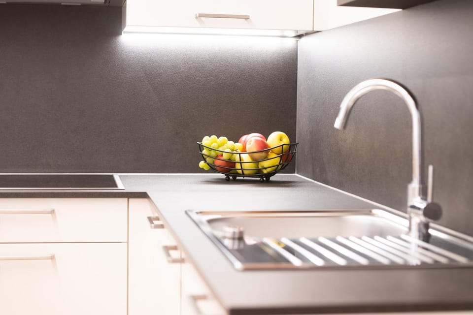 Kitchen or kitchenette, stove