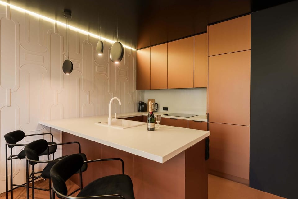 Kitchen or kitchenette, dishwasher, oven, stove, kitchen