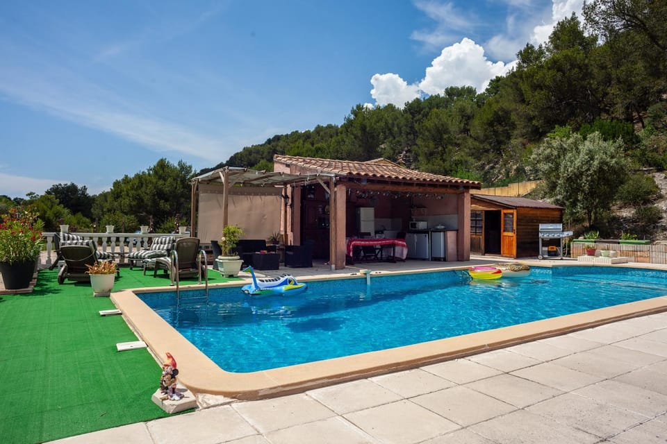 Property building, Living room, Swimming pool