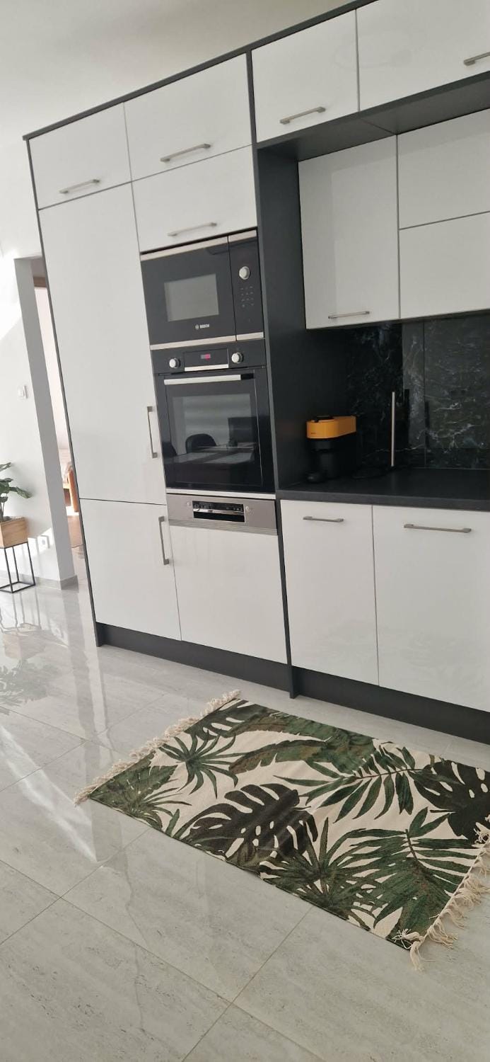 Kitchen or kitchenette, oven, stove