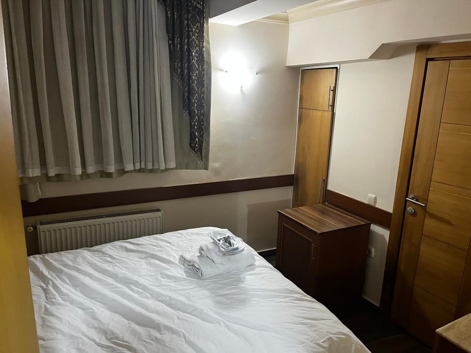 Bed, wardrobe