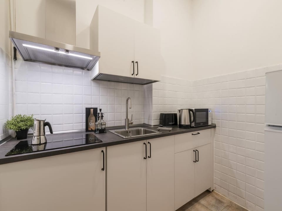 Kitchen or kitchenette, minibar, stove, toaster