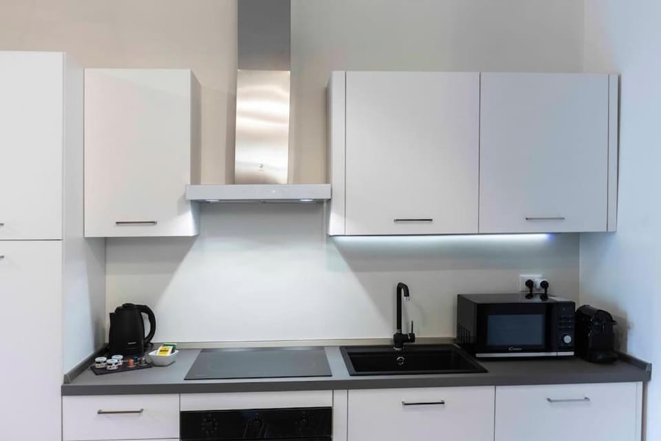 Kitchen or kitchenette, minibar, stove