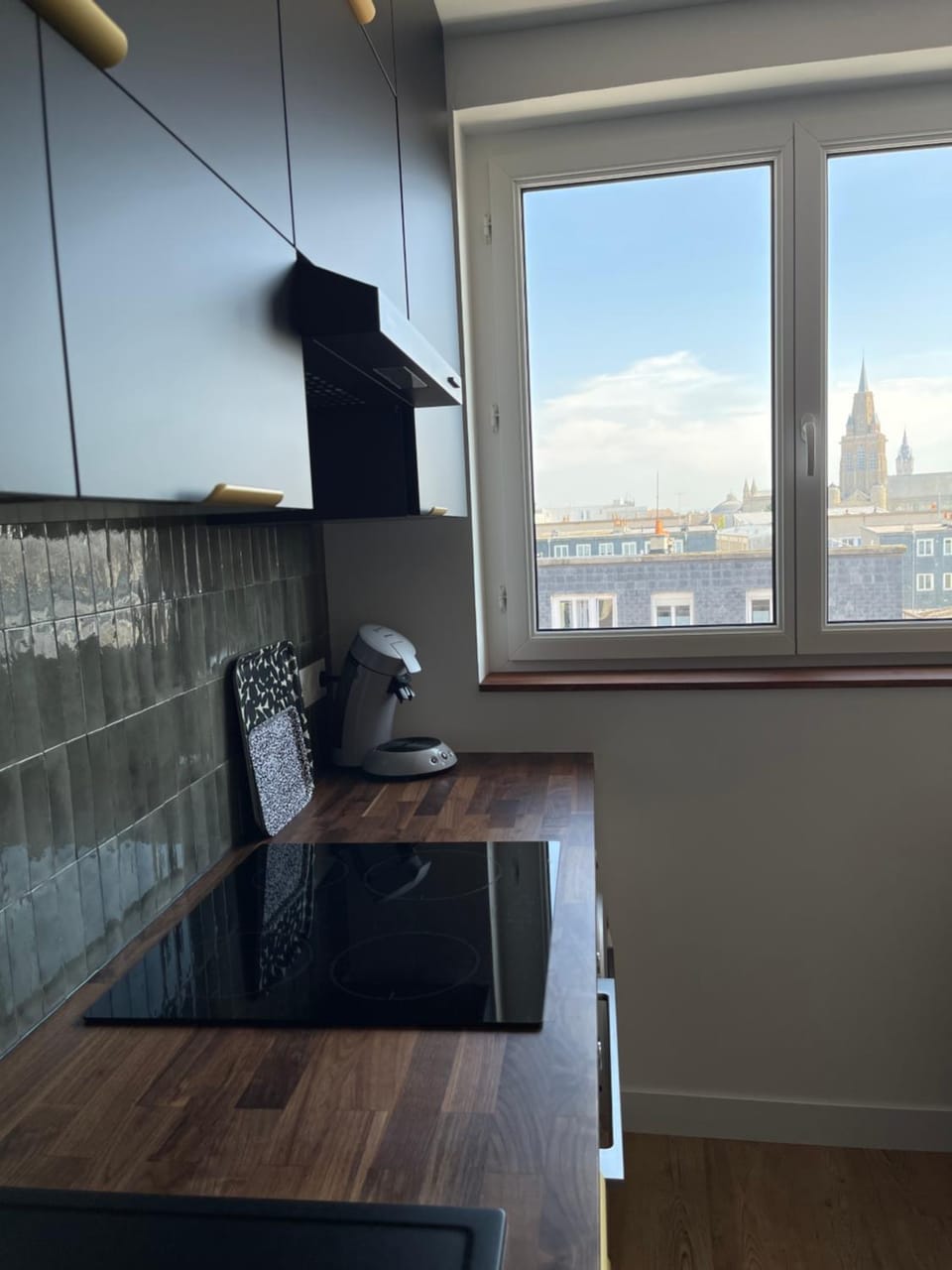 Kitchen or kitchenette, stove