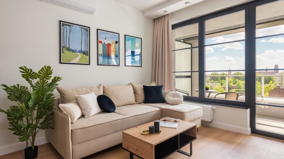 View (from property/room), Balcony/Terrace, Living room, Seating area, air conditioner