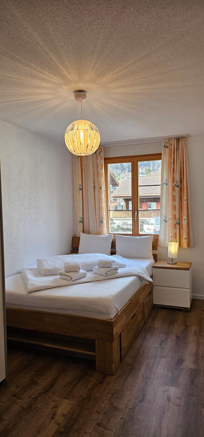 Bed, Photo of the whole room, Bedroom, towels