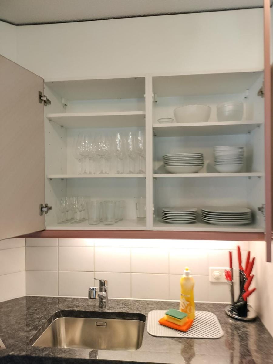 Kitchen or kitchenette, stove