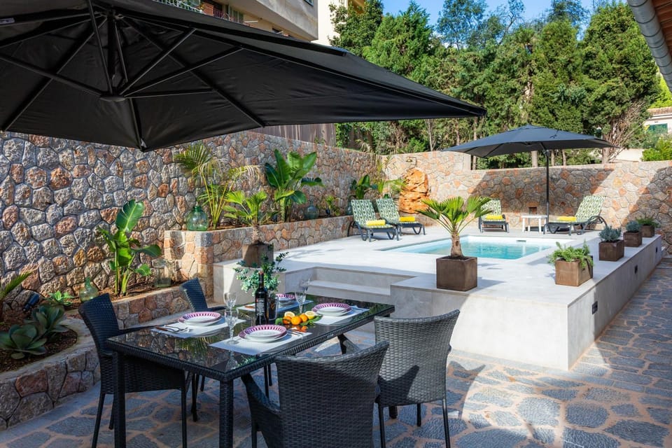 Property building, Living room, Swimming pool