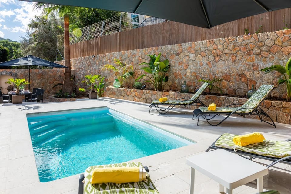 Property building, Living room, Swimming pool
