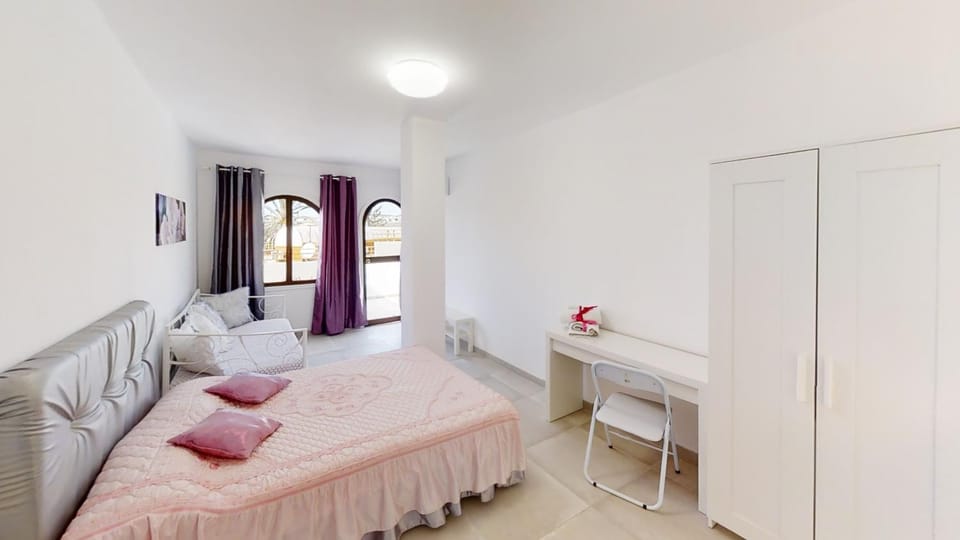 Bed, Photo of the whole room, Bedroom, hair dresser, towels, wardrobe