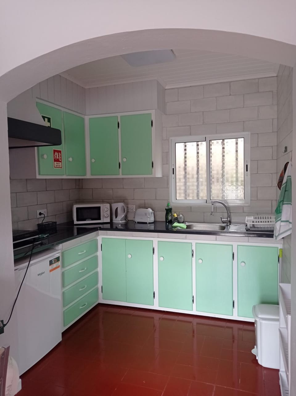 Kitchen or kitchenette, stove