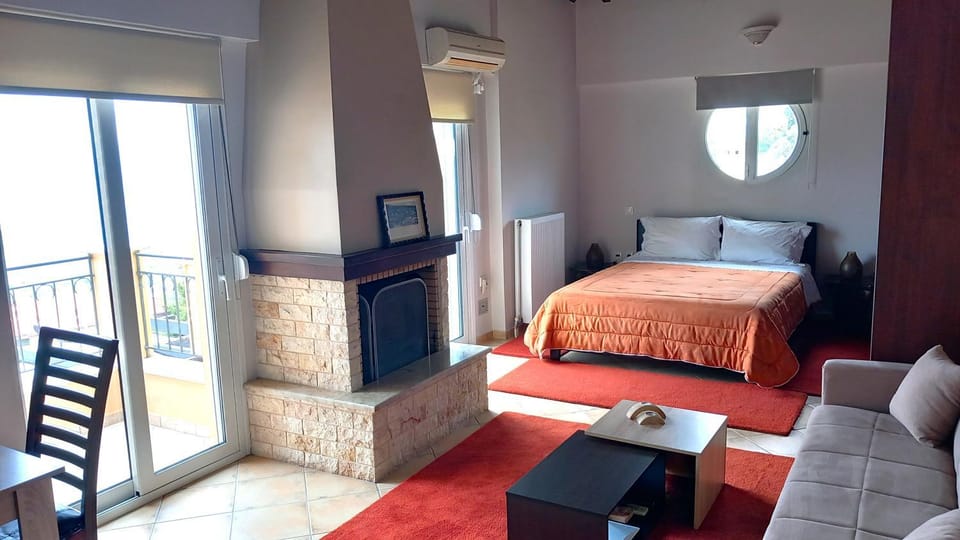 Photo of the whole room, Seating area, Bedroom, fireplace