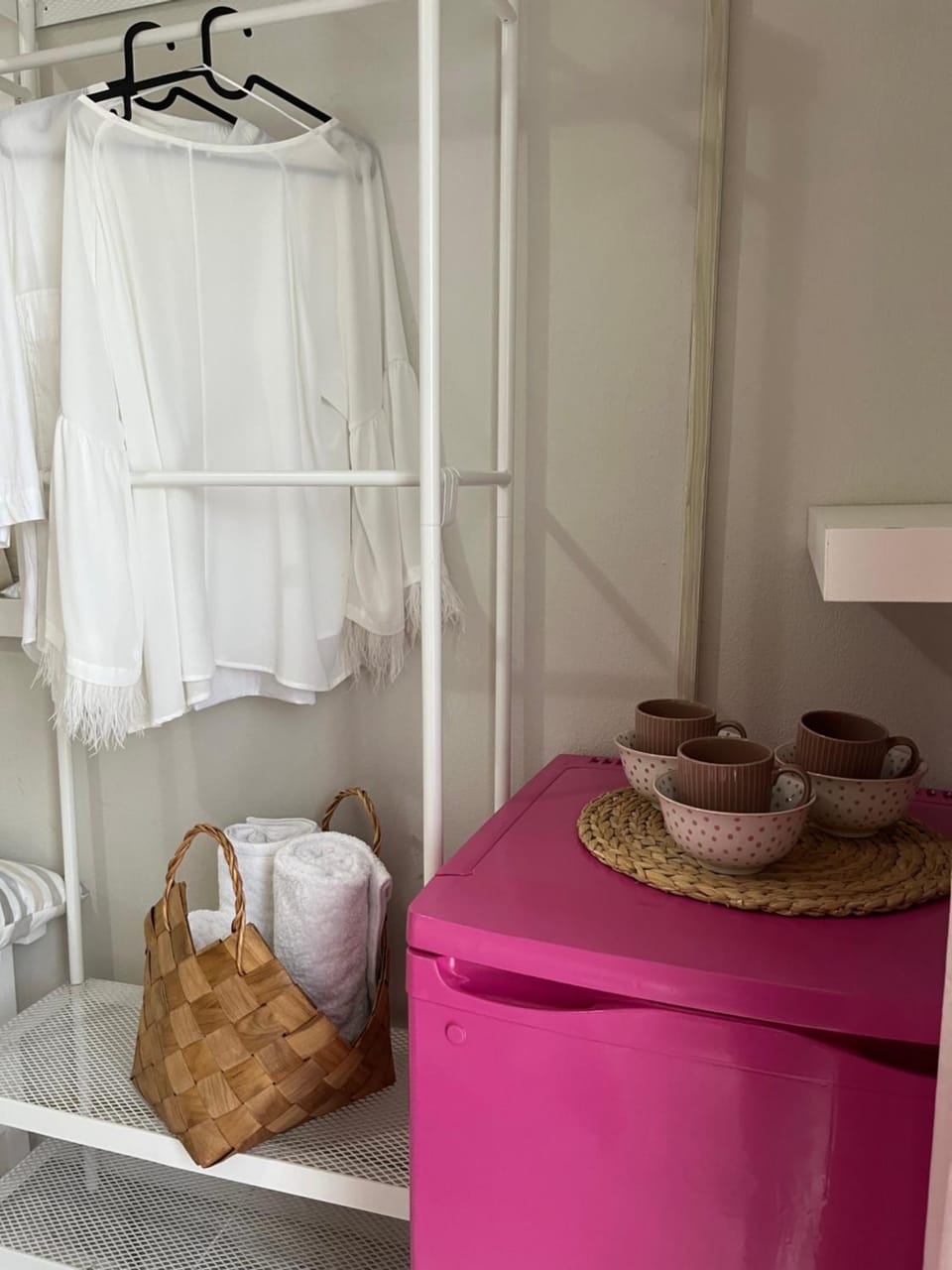 Kitchen or kitchenette, towels, wardrobe