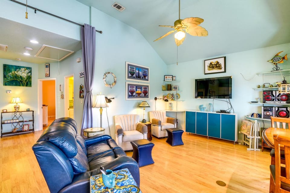 Ocean-View Balcony! Coastal Haven in Crystal Beach House in Bolivar Peninsula