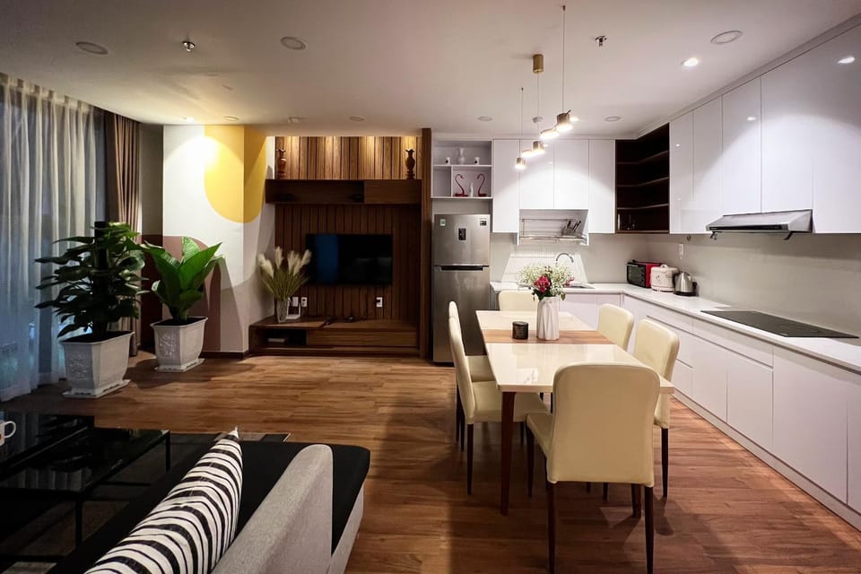 Kitchen or kitchenette, Living room, Seating area, Dining area, minibar, pet friendly, stove