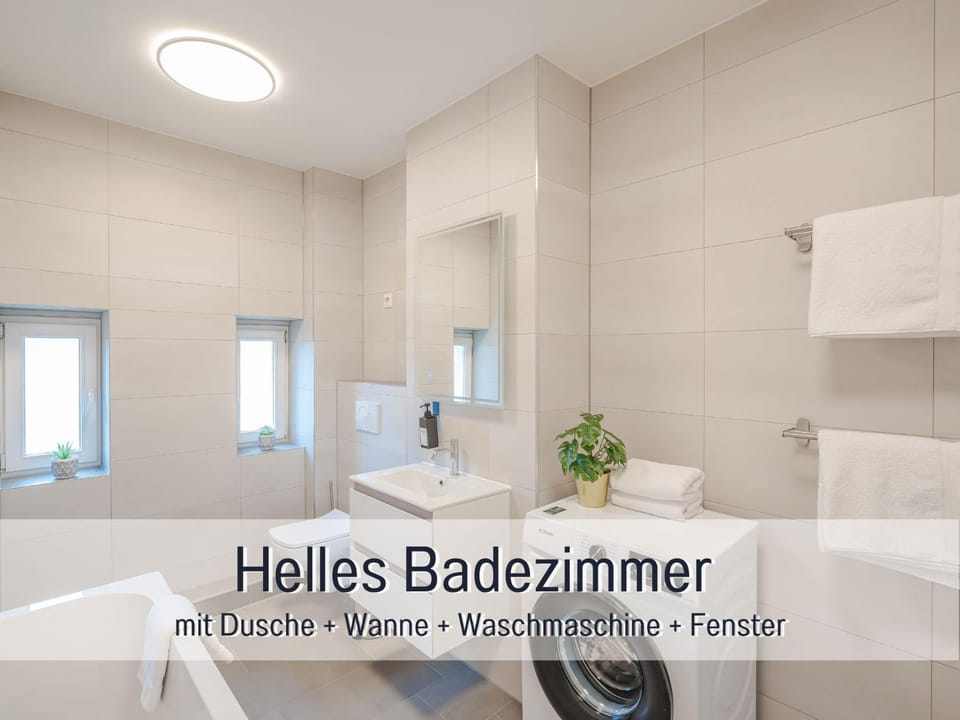 Bathroom, Text overlay, towels, washing machine