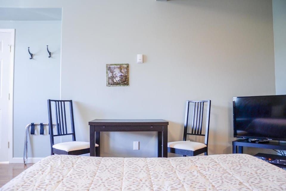 Bed, TV and multimedia, Seating area, Bedroom