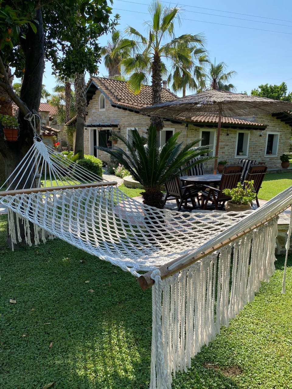 Patio, Natural landscape, Dining area, Garden view