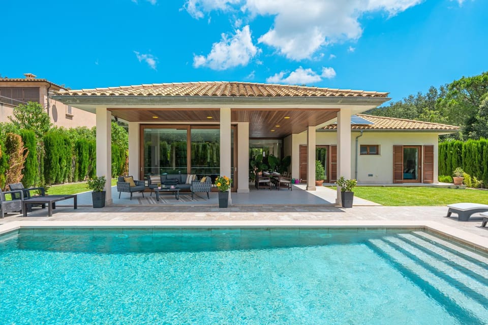 Property building, Living room, Swimming pool