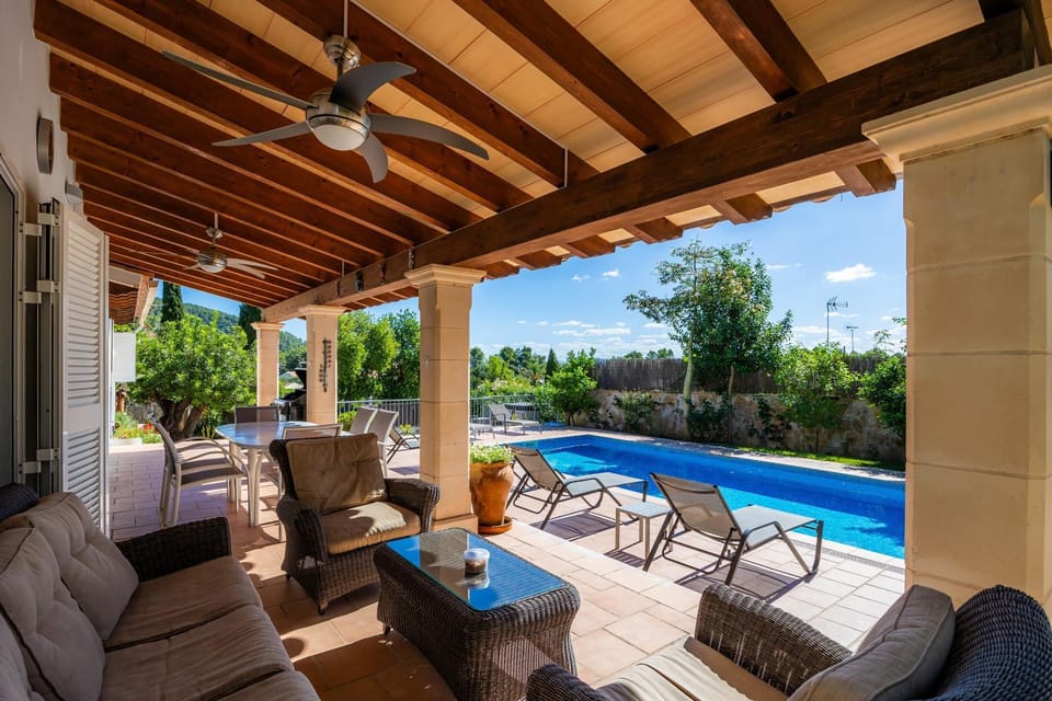 Property building, Living room, Swimming pool