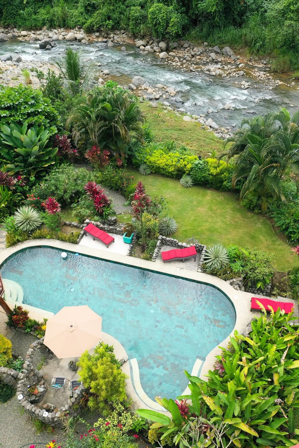 Natural landscape, Garden, Garden view, Pool view, River view, Swimming pool