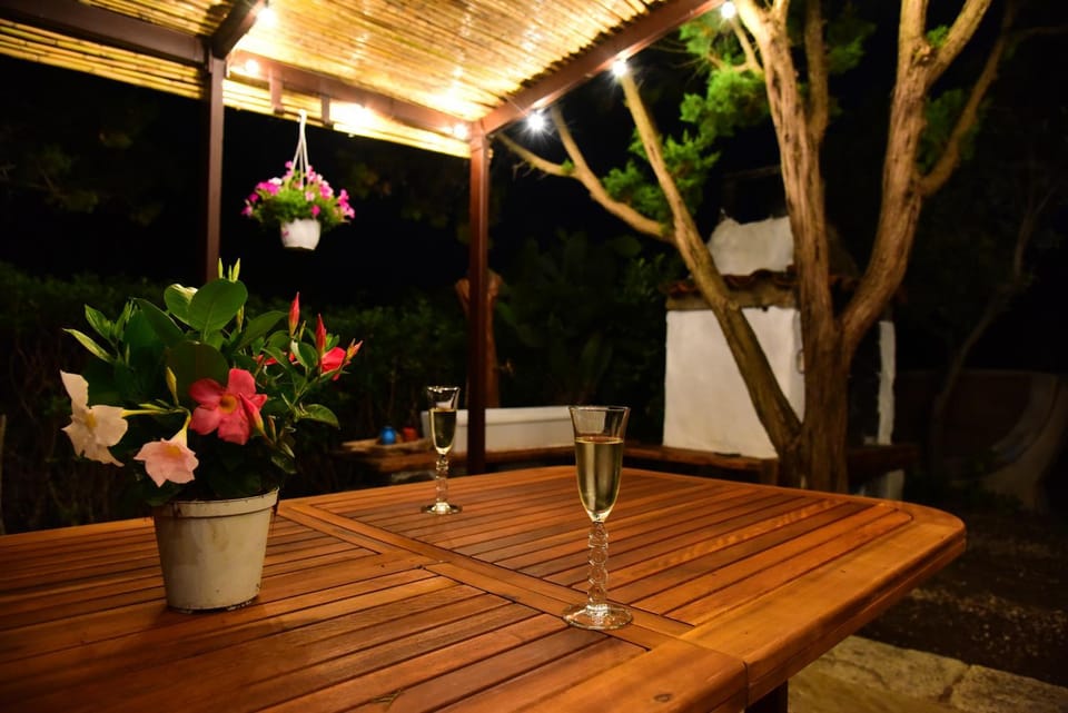 Patio, Night, Dining area