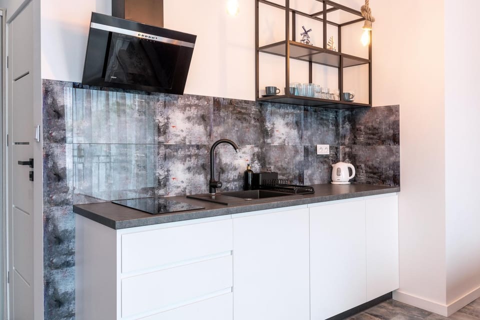 Kitchen or kitchenette, stove