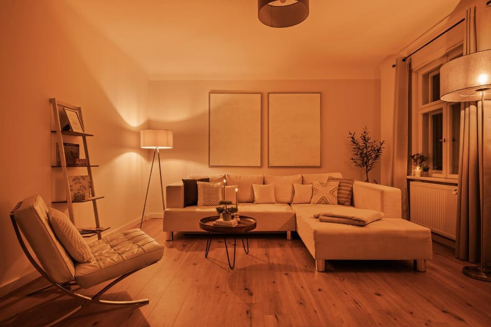 Night, Living room, Seating area
