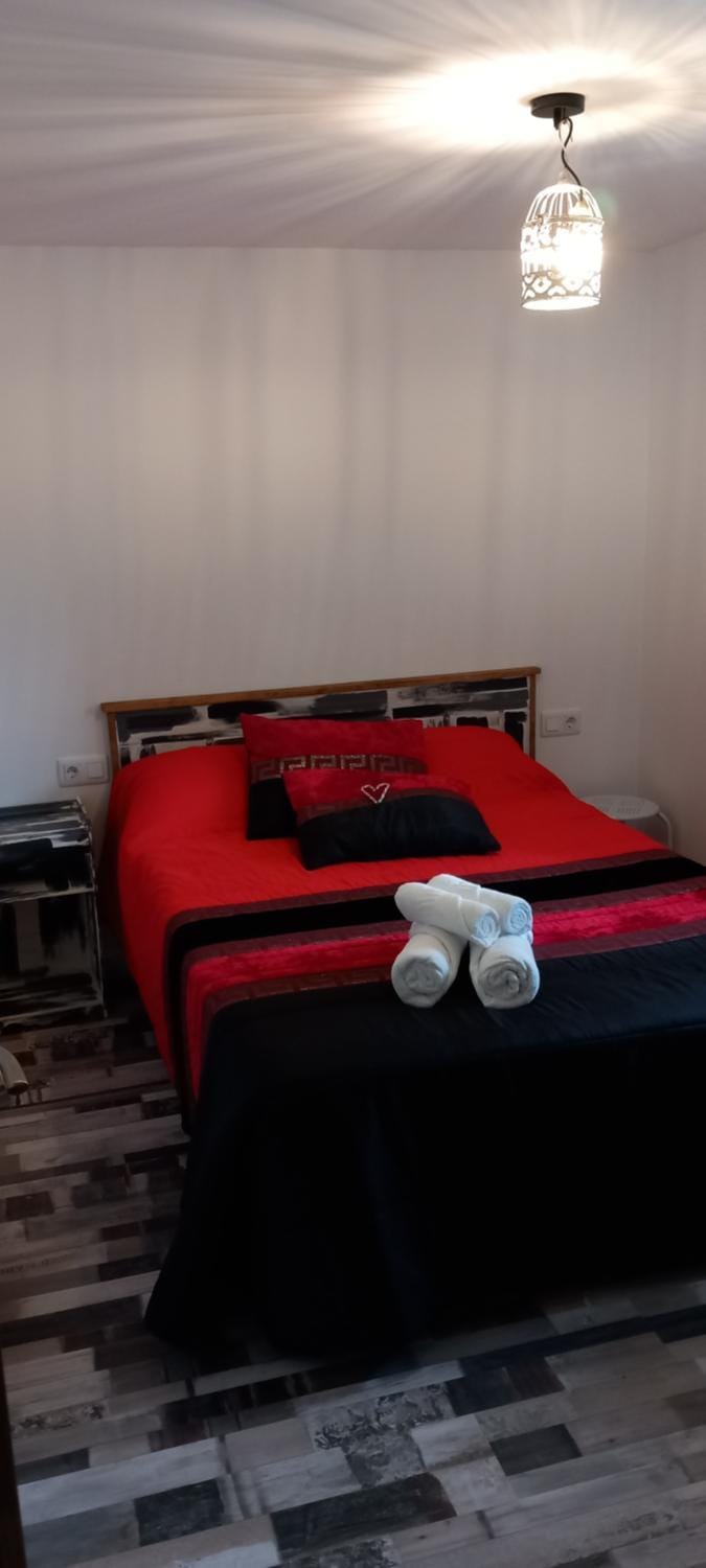 Bed, Photo of the whole room, Bedroom, towels, wardrobe