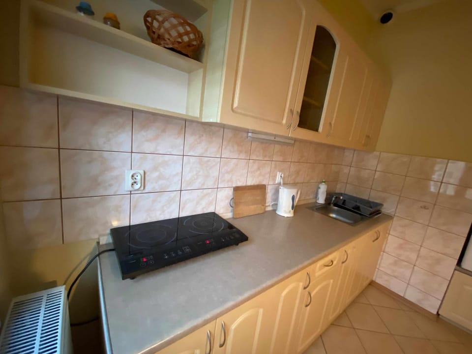 Kitchen or kitchenette, stove