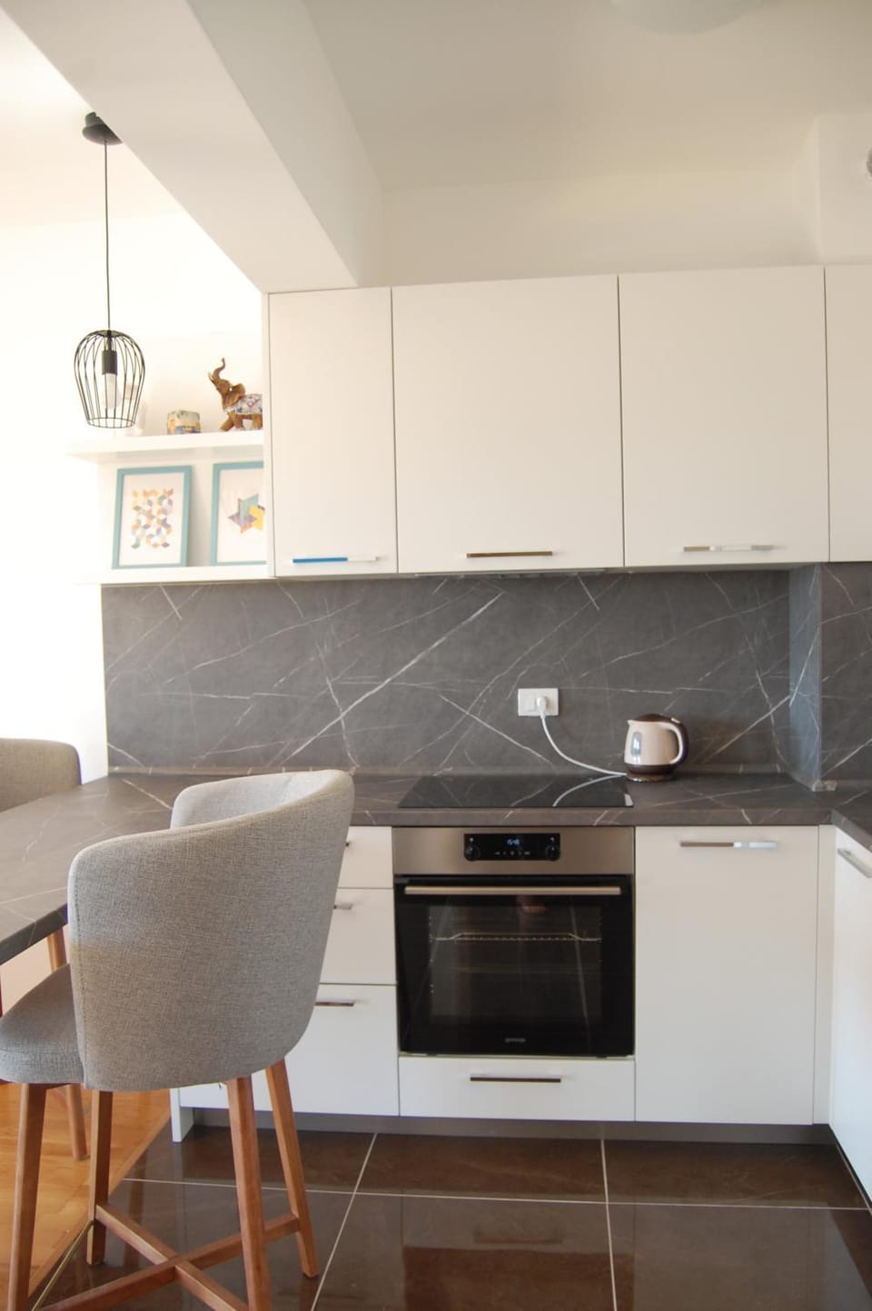 Kitchen or kitchenette, stove
