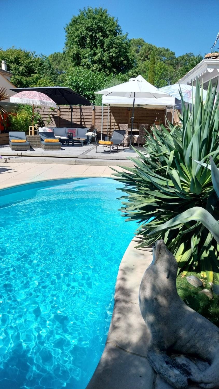 Patio, Swimming pool, sunbed