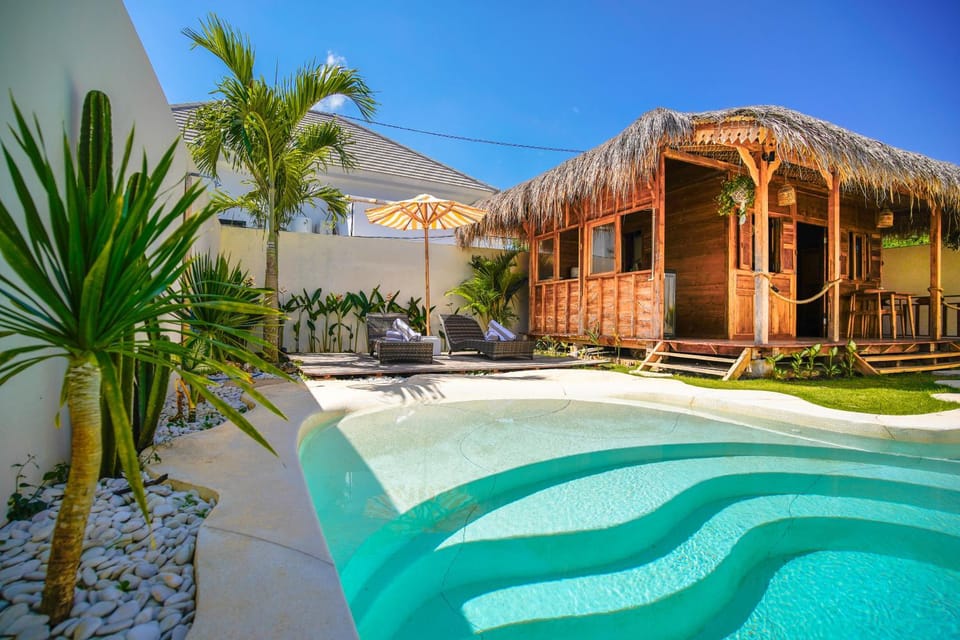Property building, Patio, Day, Garden, Garden view, Pool view, Swimming pool, sunbed