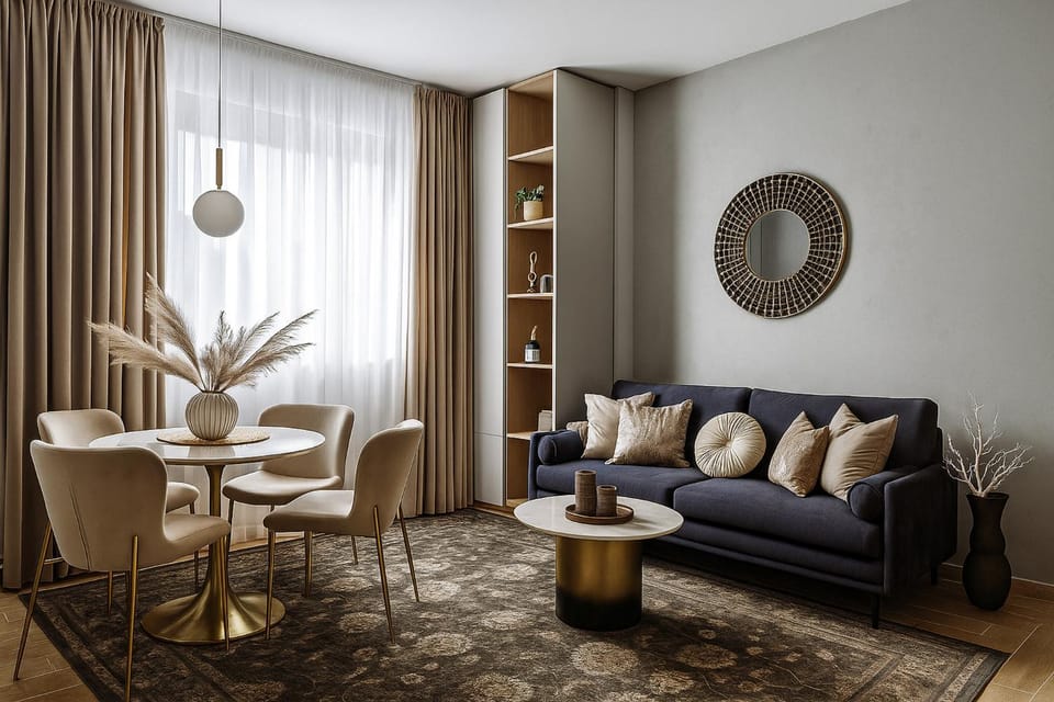 Living room, Seating area, Dining area