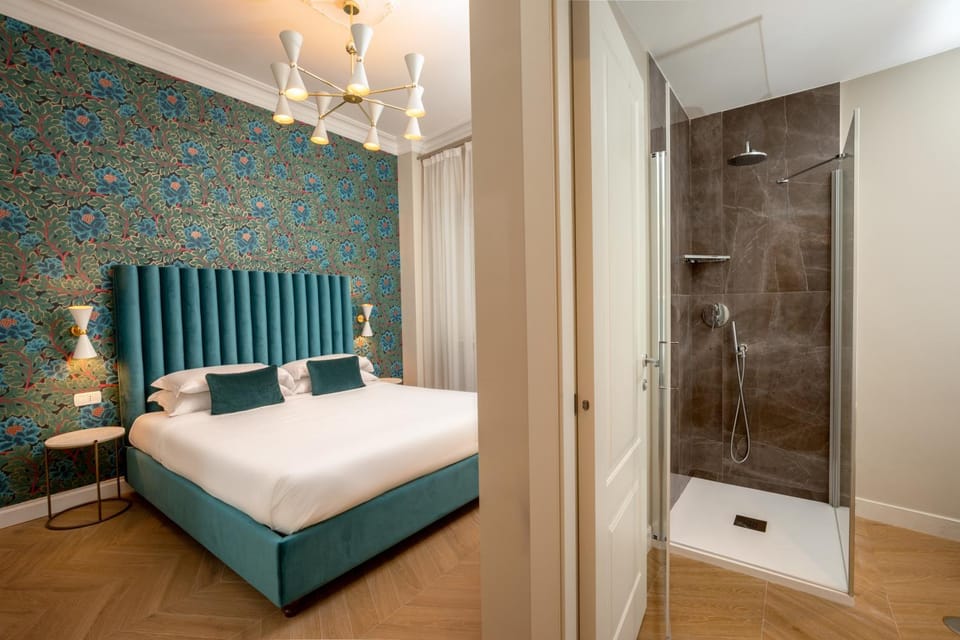 Shower, Bed, Bathroom, Bedroom