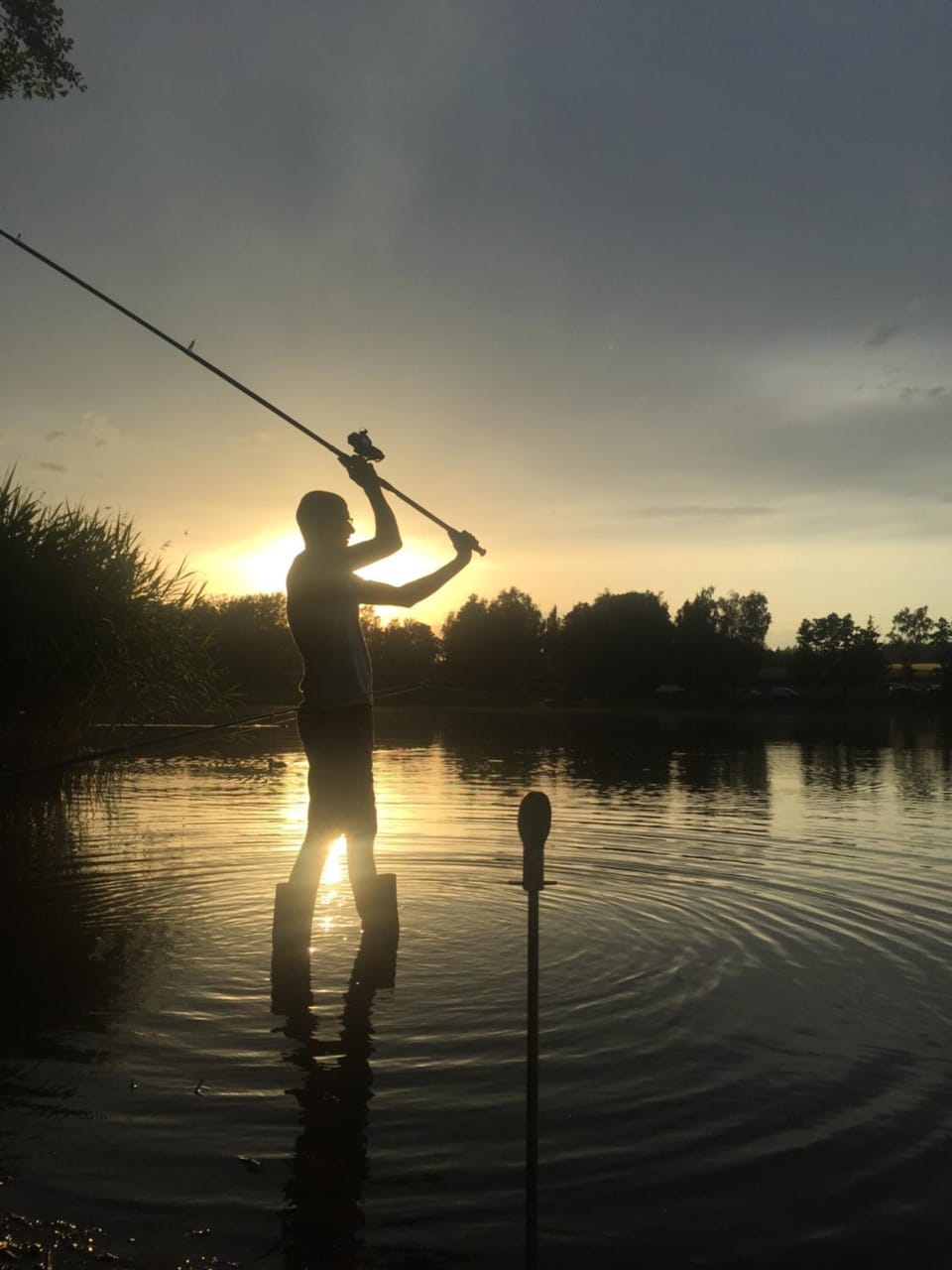 People, Natural landscape, Fishing, Fishing, Lake view, Sunset