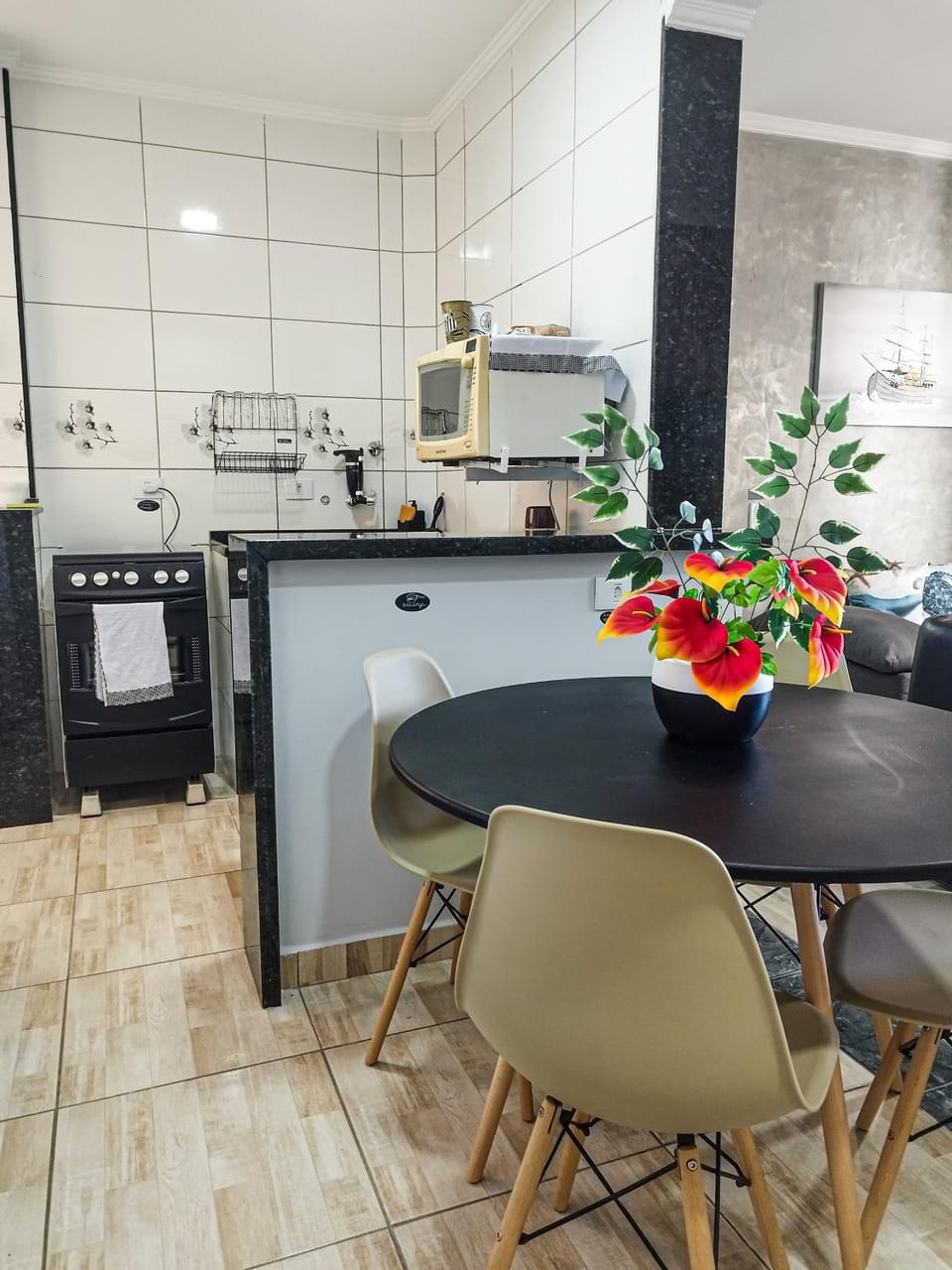 Dining area, minibar, stove