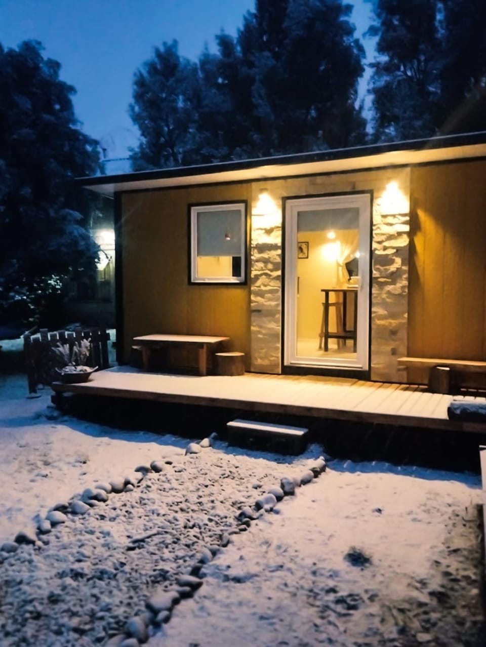 Property building, Night, Winter