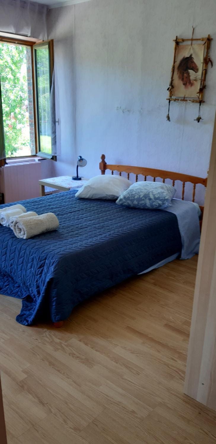 Bed, Bedroom, Garden view, Garden view, towels