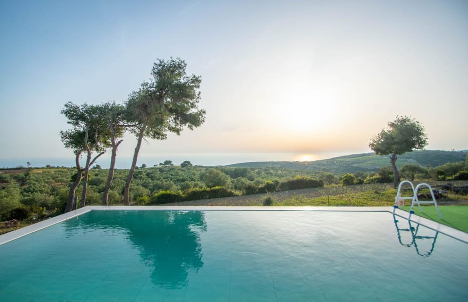 Nearby landmark, Natural landscape, Pool view, Swimming pool, Sunset