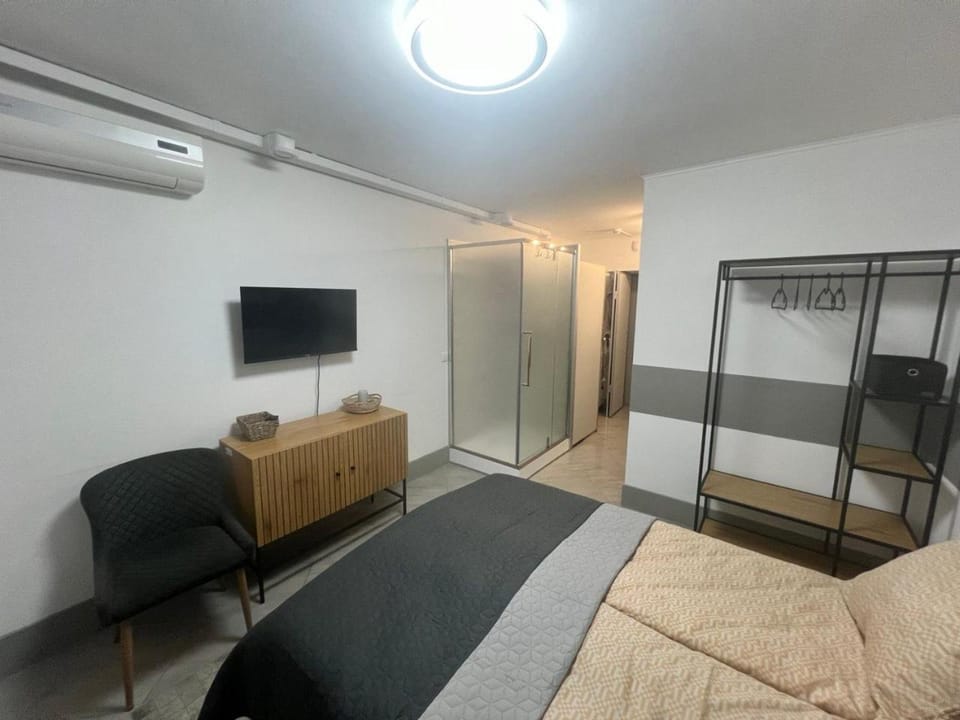 Bed, TV and multimedia, wardrobe, air conditioner