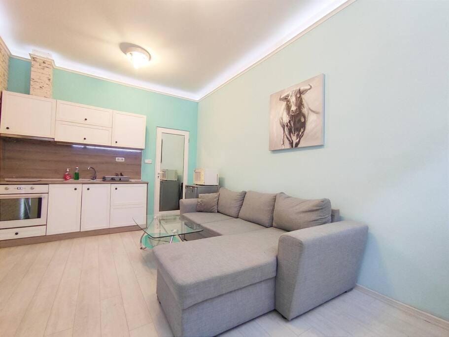 Kitchen or kitchenette, Living room, Seating area, Dining area, minibar, pet friendly, stove