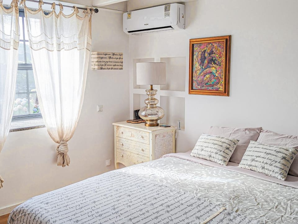Bed, Decorative detail, Bedroom, air conditioner